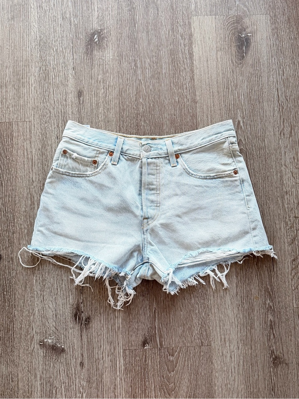 Levi's Light Blue Distressed Denim Cutoff Shorts